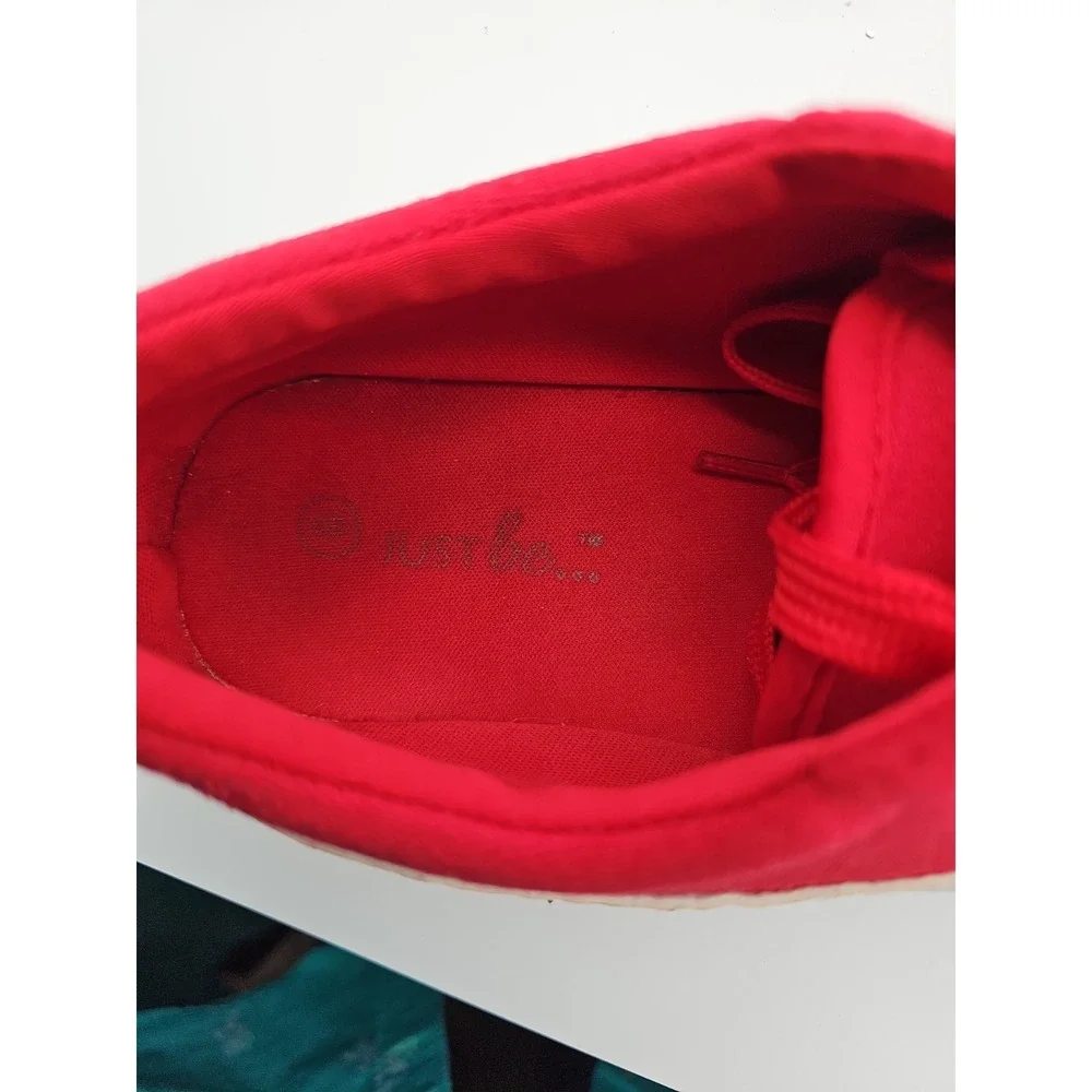 Just Be Womens Size 8 Red Canvas Lace Up Sneakers Casual Comfort Shoes